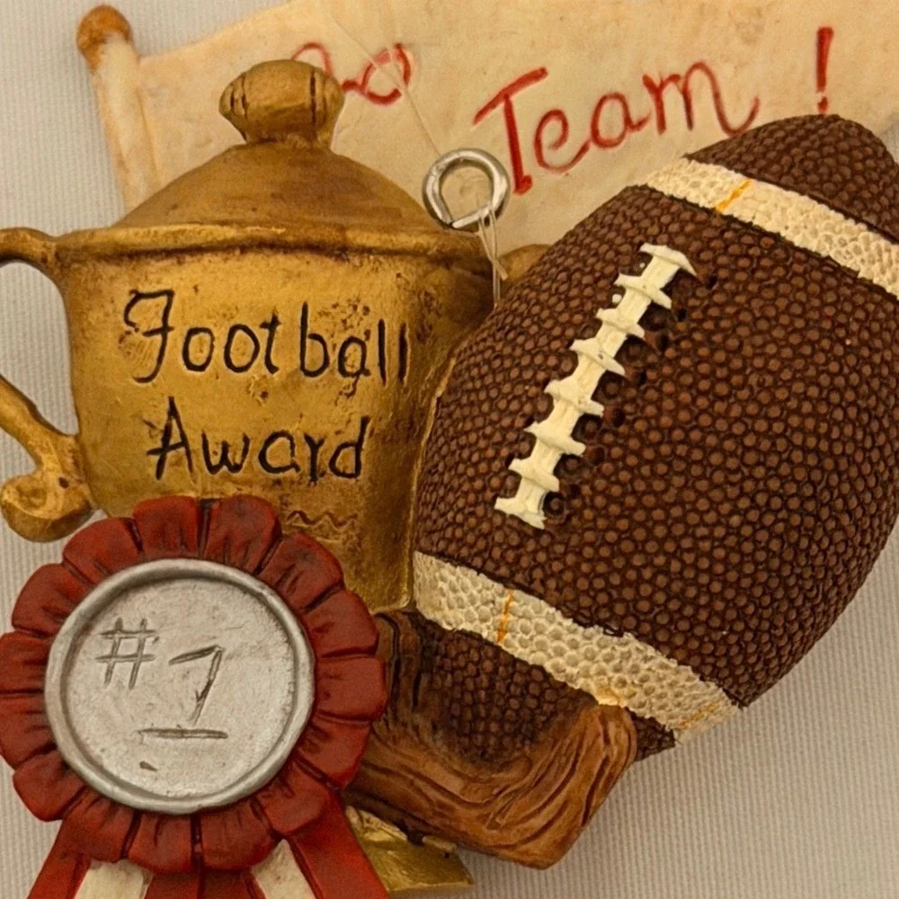 Russ Christmas Ornament Football Award Classic Memories Sports Decor Vintage